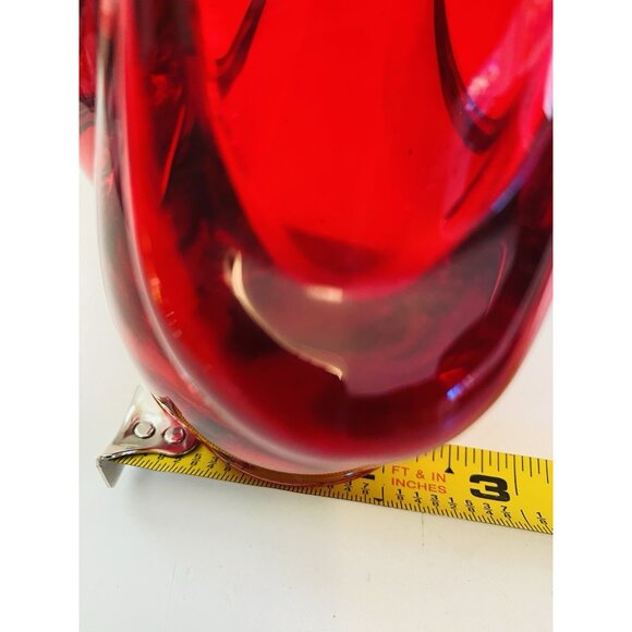 Vintage Viking Epic Drape Amberina Swung Glass Vase 14 3/4" Red Art Glass Vase - Picture 7 of 10
